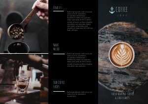 Dark Coffee Shop Tri Fold Brochure Example