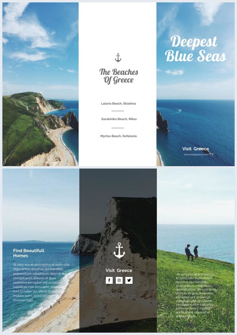 Beach Travel Trifold Brochure Template Throughout Island Brochure Template