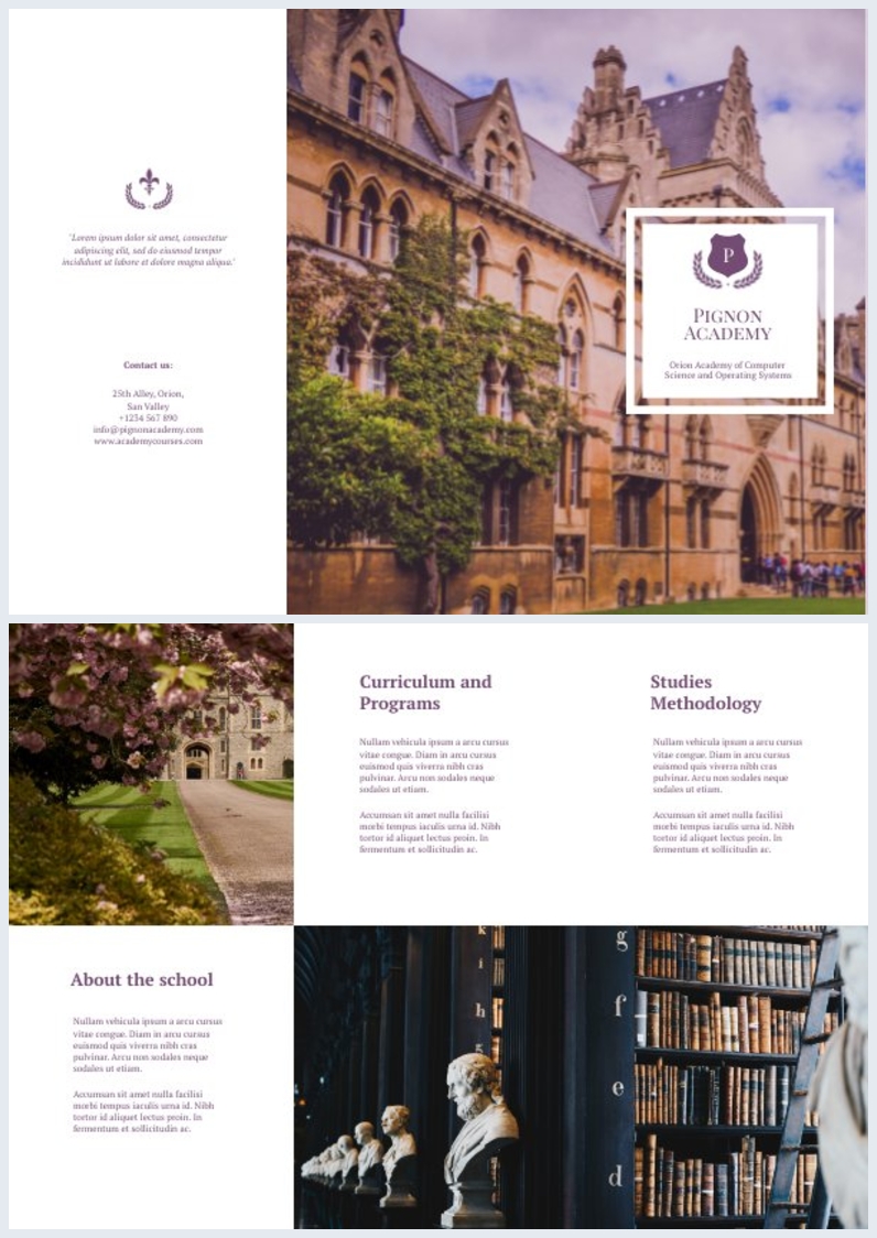 Elegantes Schul-Broschüren-Design (dreifach gefalzt)