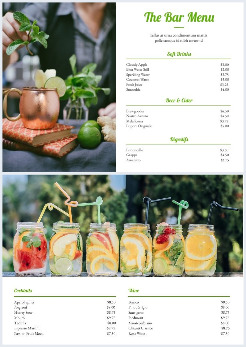 Bar Getrankekarte Vorlage Design Flipsnack