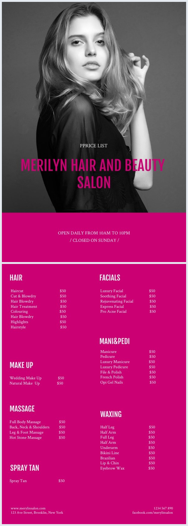 Salon Price List Template Free For Your Needs