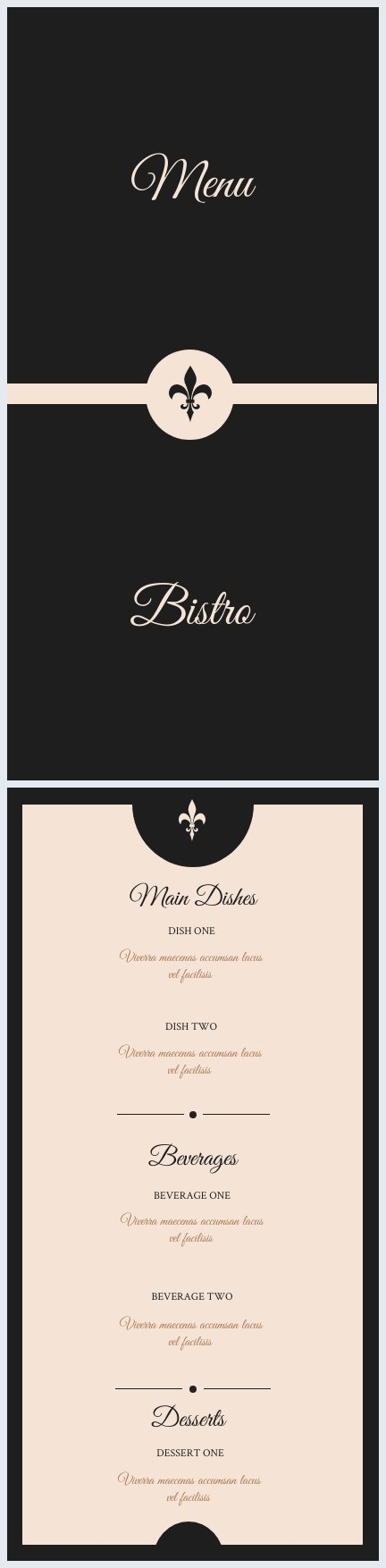 Plantilla para carta de Restaurante bistró