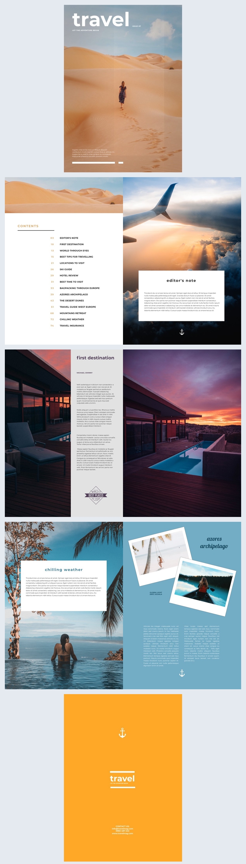 Download Free Free Stunning Travel Magazine Template Flipsnack PSD Mockups.