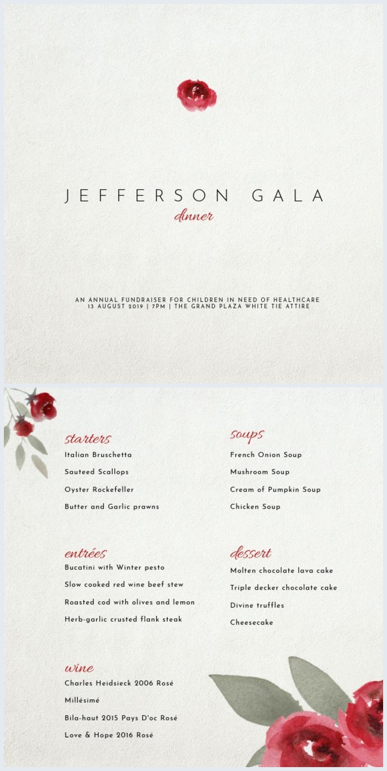 Classical Event Menu Template - Flipsnack