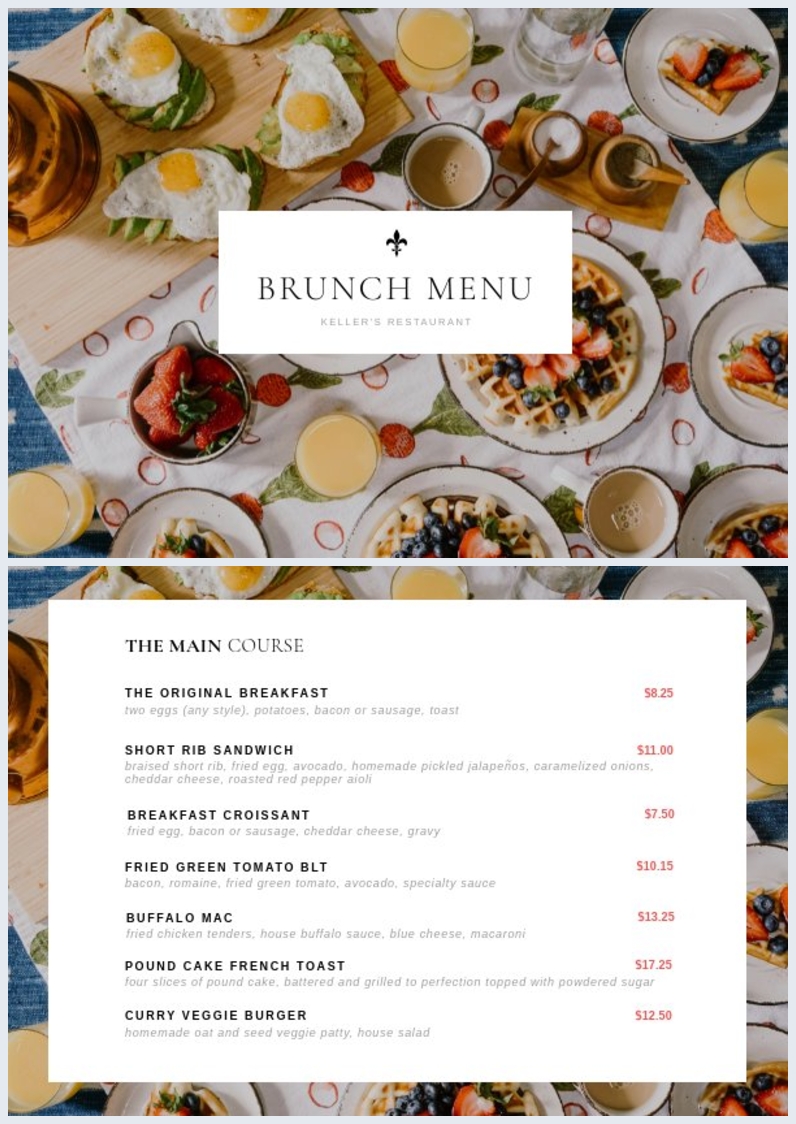Free Brunch Menu Template - Flipsnack
