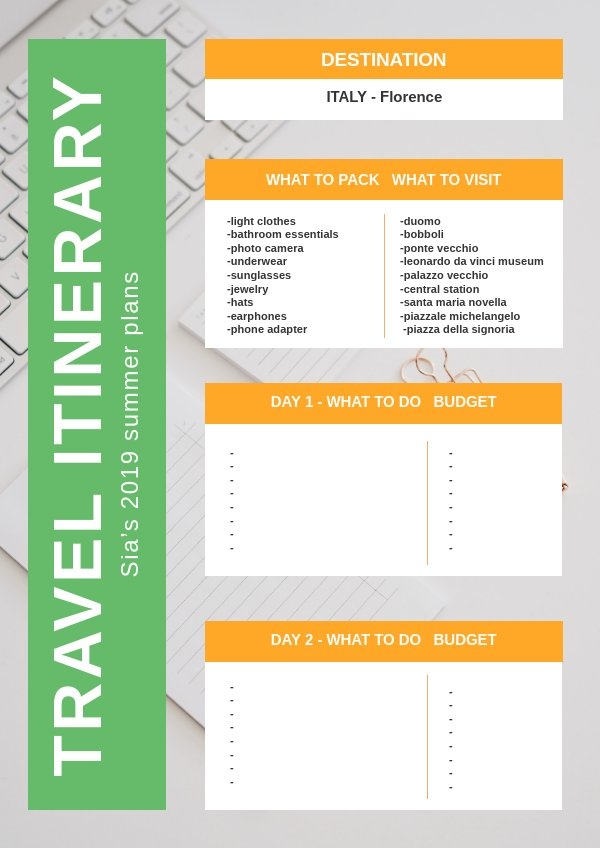 Free Travel Itinerary Template Flipsnack