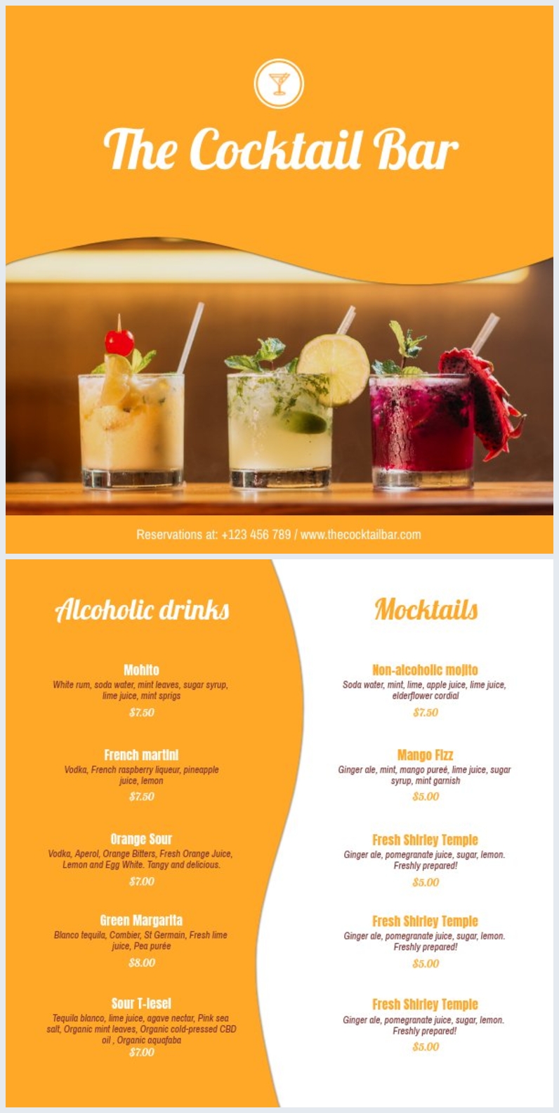 Colorful Cocktail List Template Flipsnack