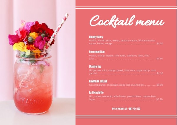 Free Cocktail Menu Template