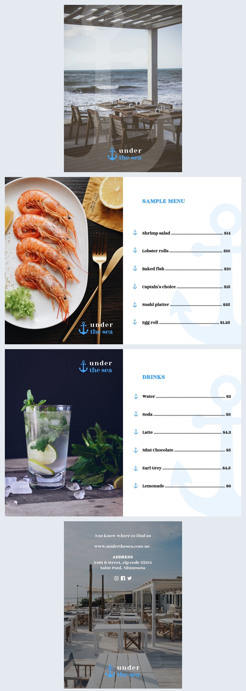 Esempio per menù di ristorante