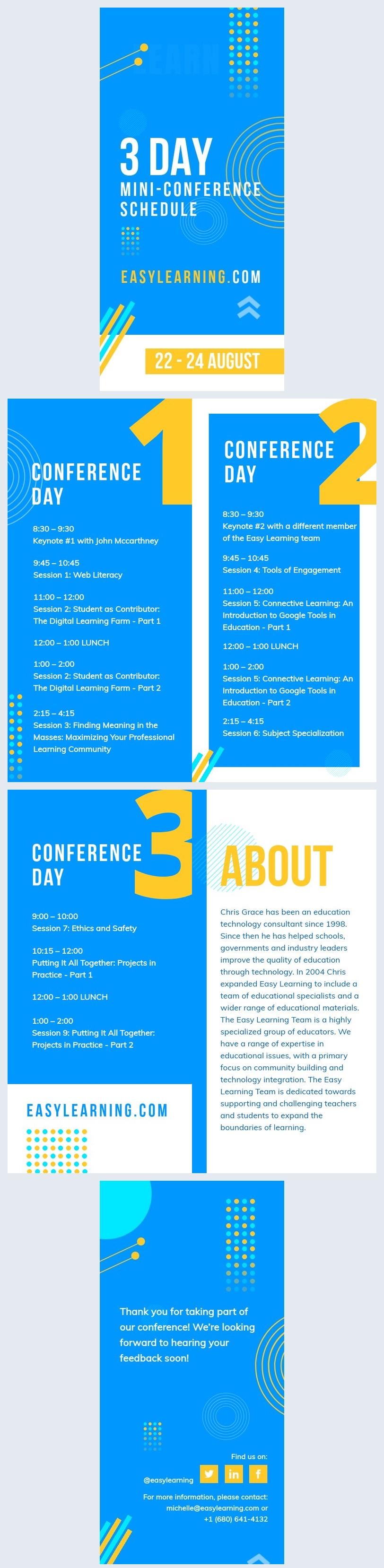 Blue and Yellow Conference Itinerary Template Flipsnack