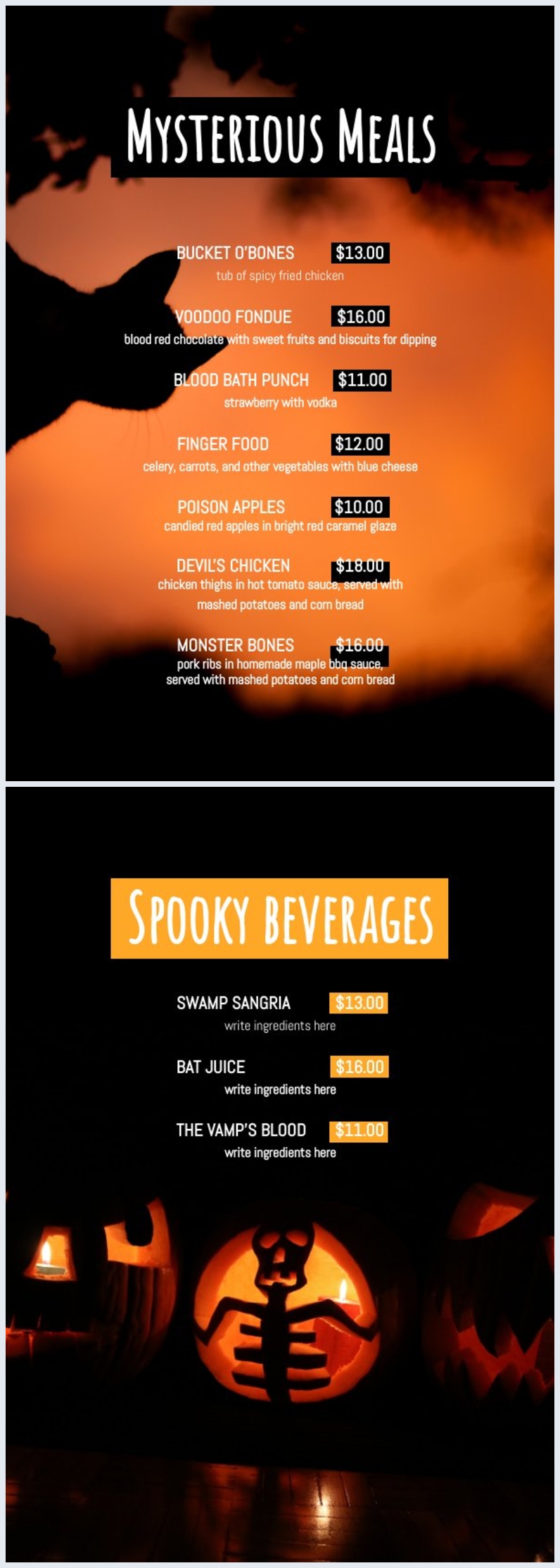 Modelo de Menu de Halloween