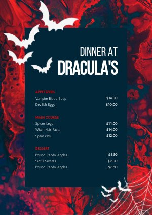 Modello per menù di Halloween