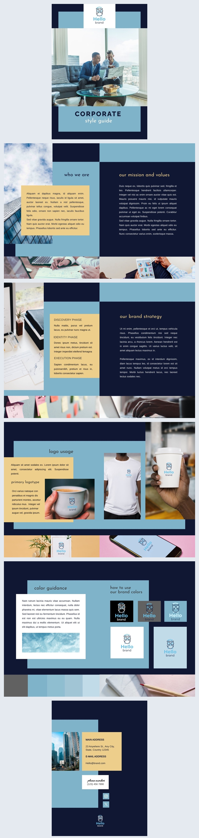 Blue Themed Corporate Style Guide Template - Flipsnack