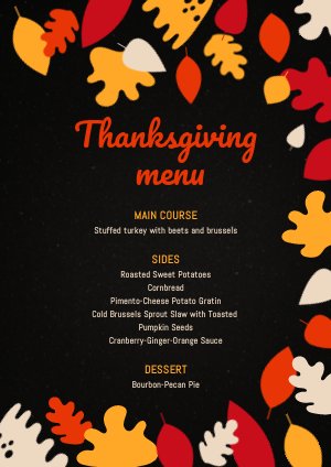 Modello per menù della Festa del Ringraziamento