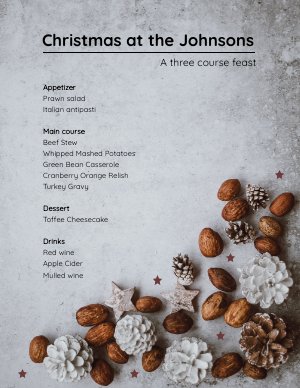 Modello modificabile per menù natalizio