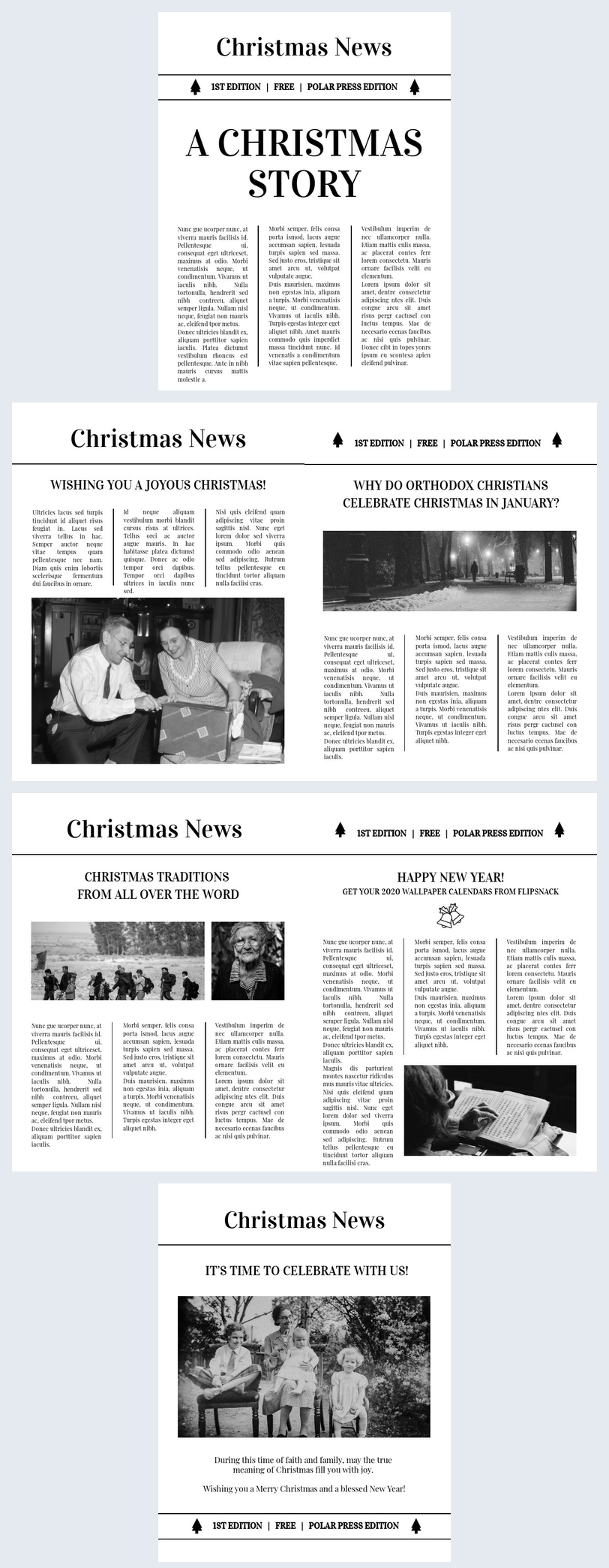 Free Classic Christmas Newspaper Template - Flipsnack Throughout Blank Newspaper Template For Word