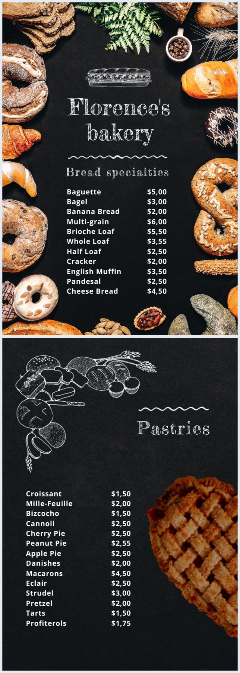 Bakery Menu Templates