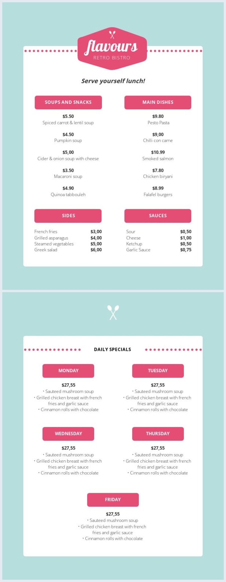 Free: Free Simple Daily Menu Template - Flipsnack