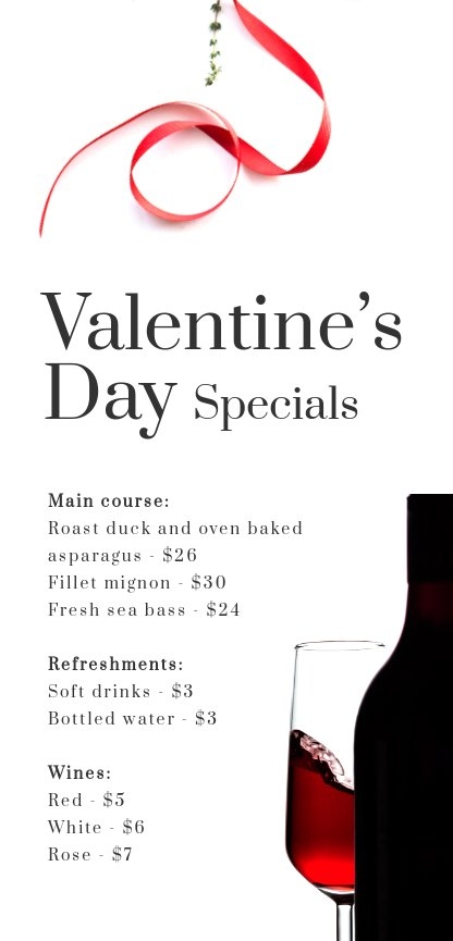 Free Elegant Valentine's Day Menu Template - Flipsnack