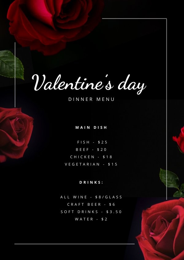 Image 10 for Free Valentine Menu Templates