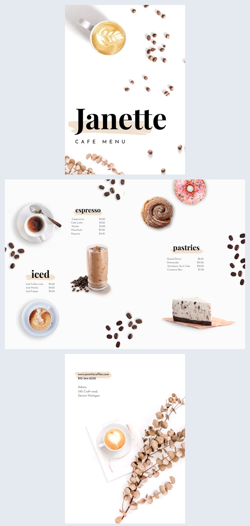 Modello per menù di caffè