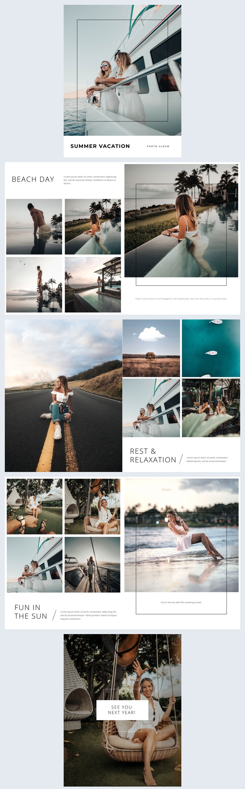 Modèle d'album photo de vacances élégant