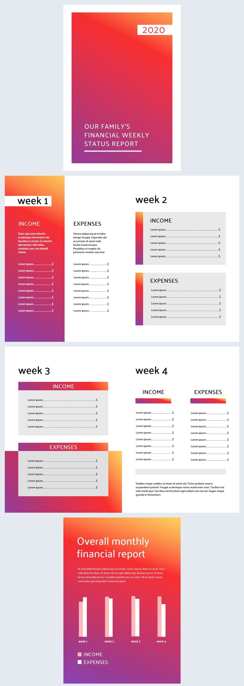 Modèle de rapport hebdomadaire rouge gratuit  Flipsnack
