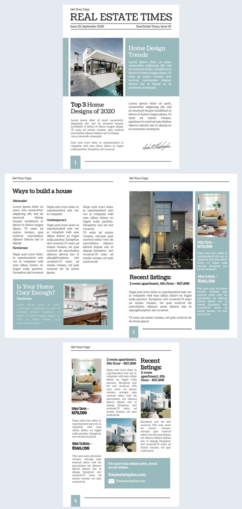 Plantilla para periódico de bienes raíces