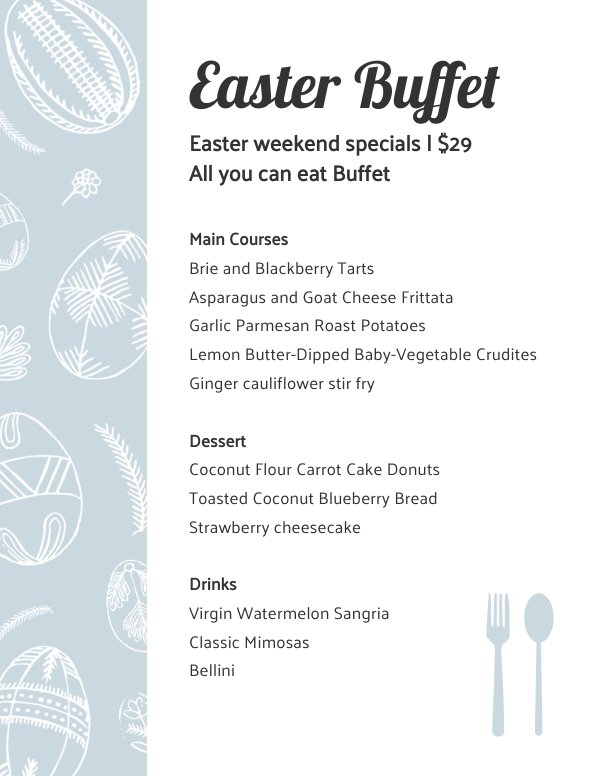 Easter Buffet Menu Template - Flipsnack