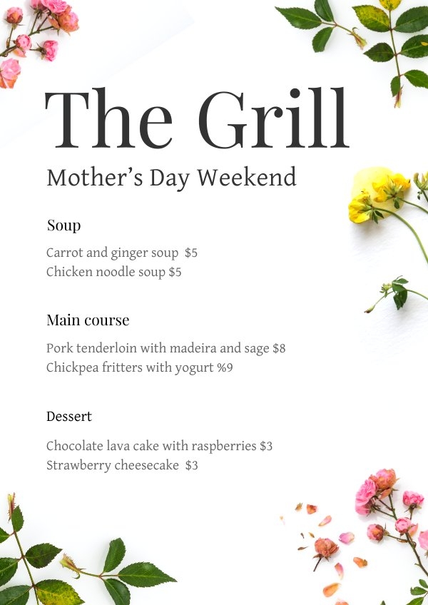 Mother’s Day Restaurant Menu Template Flipsnack Mother’s Day Restaurant Menu Template Flipsnack