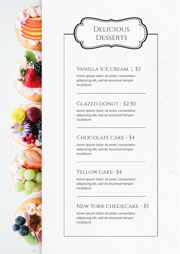 Dessert Menu Card Template Flipsnack Dessert Menu Card Template Flipsnack
