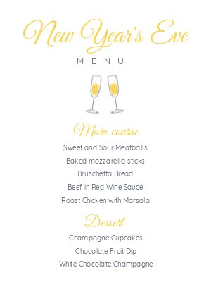 New Year’s Eve Menu Design