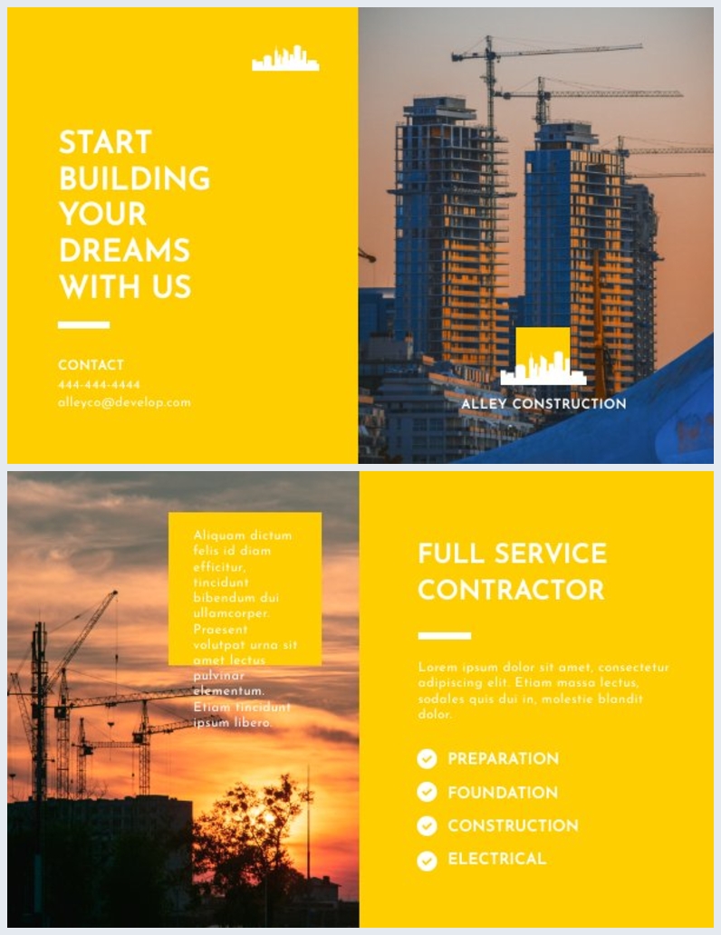 Sample Construction Pamplets Free: Construction Bi-Fold Brochure Template - Flipsnack