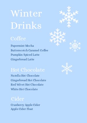 Winter Drinks Eve Menu Design