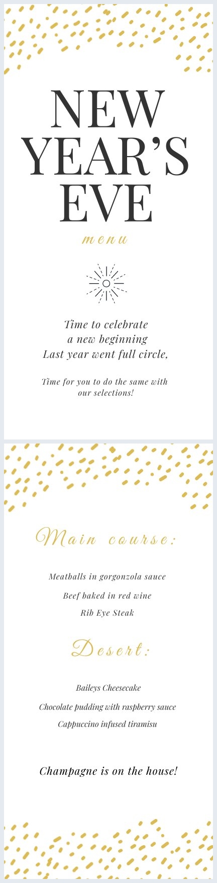 Free: Free Online New Years Eve Menu Template - Flipsnack