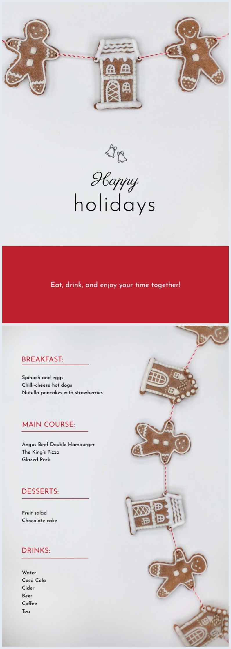 Holiday Menu Design Example