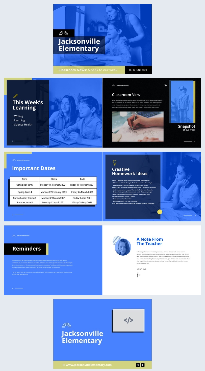 Interactive Teacher Newsletter Design Example