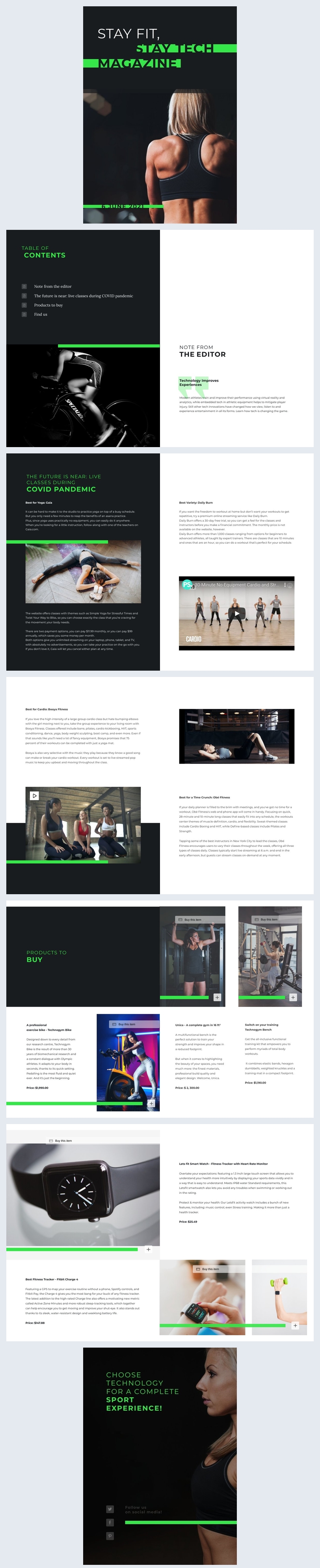 Interactive Fitness Tech Magazine Design
