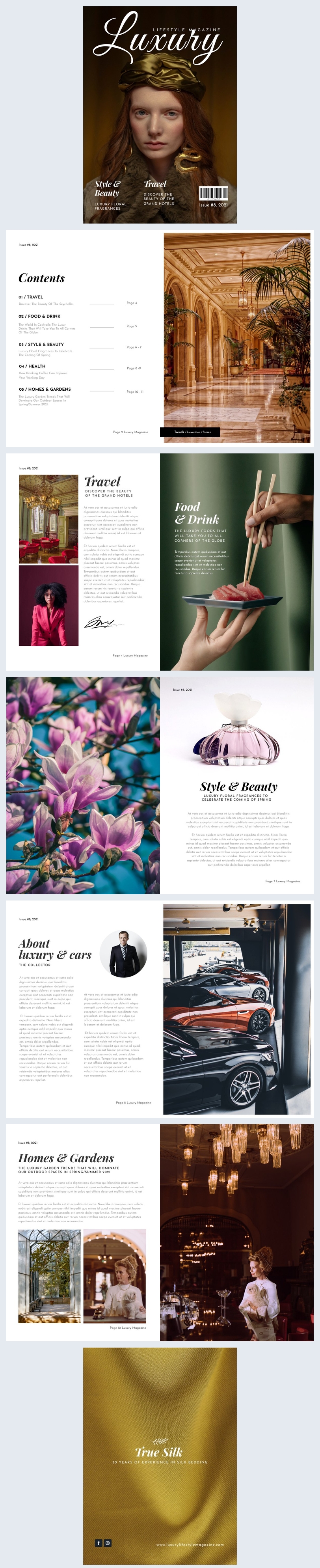 Design de Revista de Estilo de Vida Luxuosa