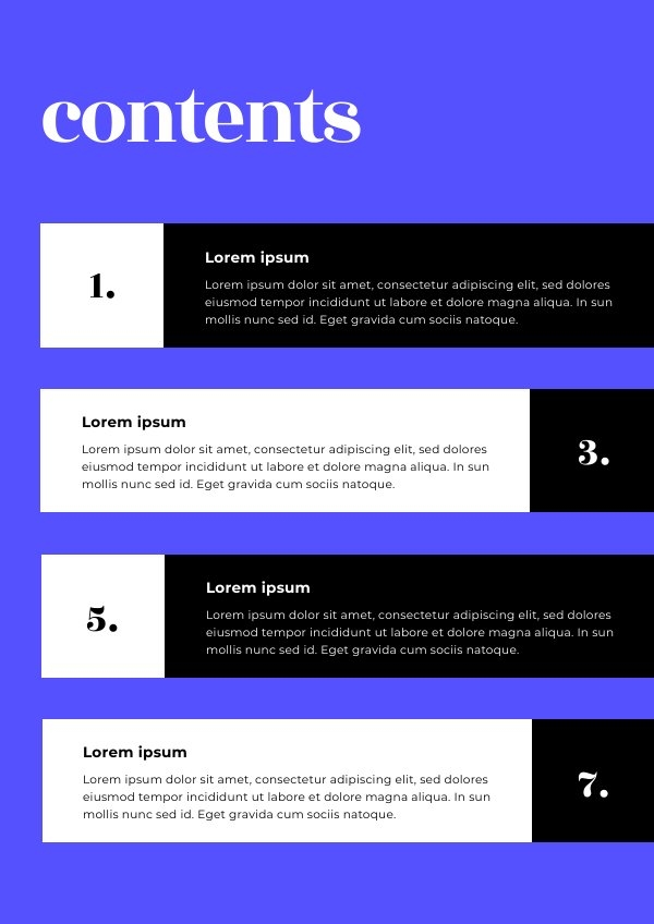 Esempio personalizzabile per pagina del sommario