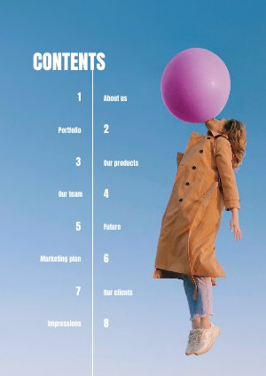 Kreatives Inhaltsverzeichnis-Beispiel-Design