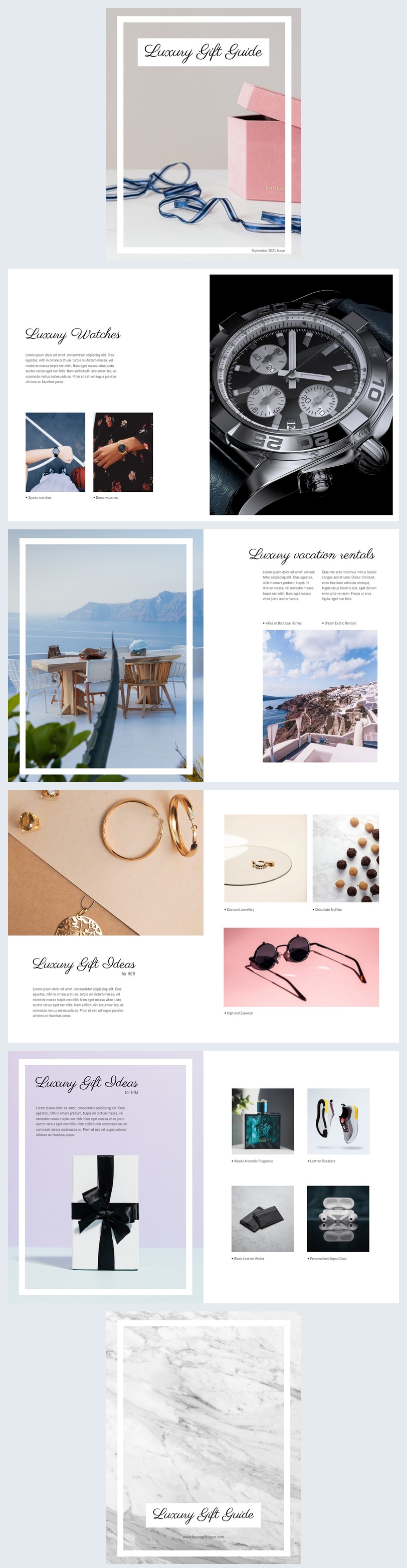 Esempio di grafica per guida ai regali di lusso