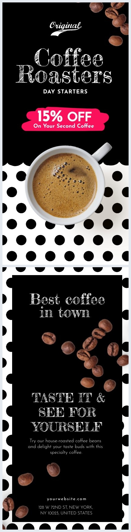 Exemplo de Design de Folheto Publicitário para Cafeteria