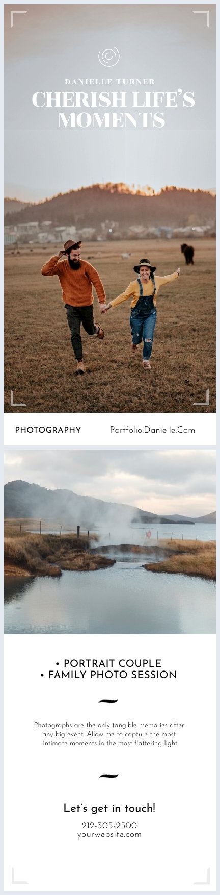 Exemplo de Design de Folheto Publicitário de Fotografia