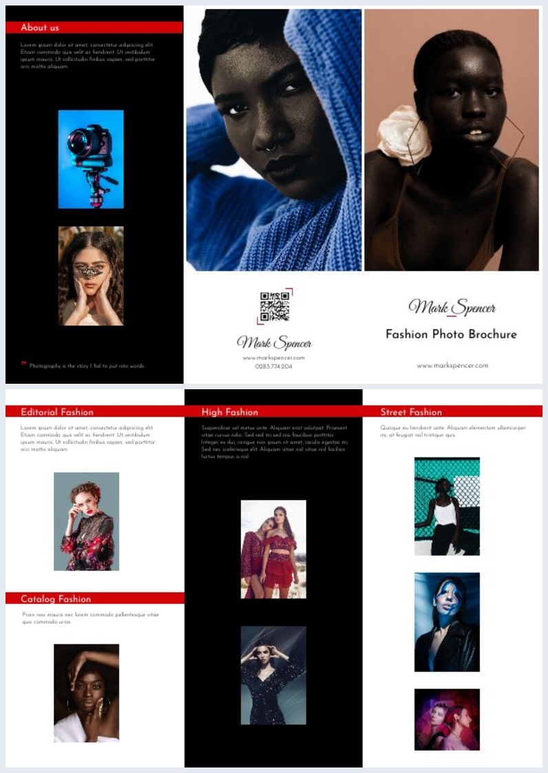 Trifold Fotografie-Broschüren-Beispiel-Design