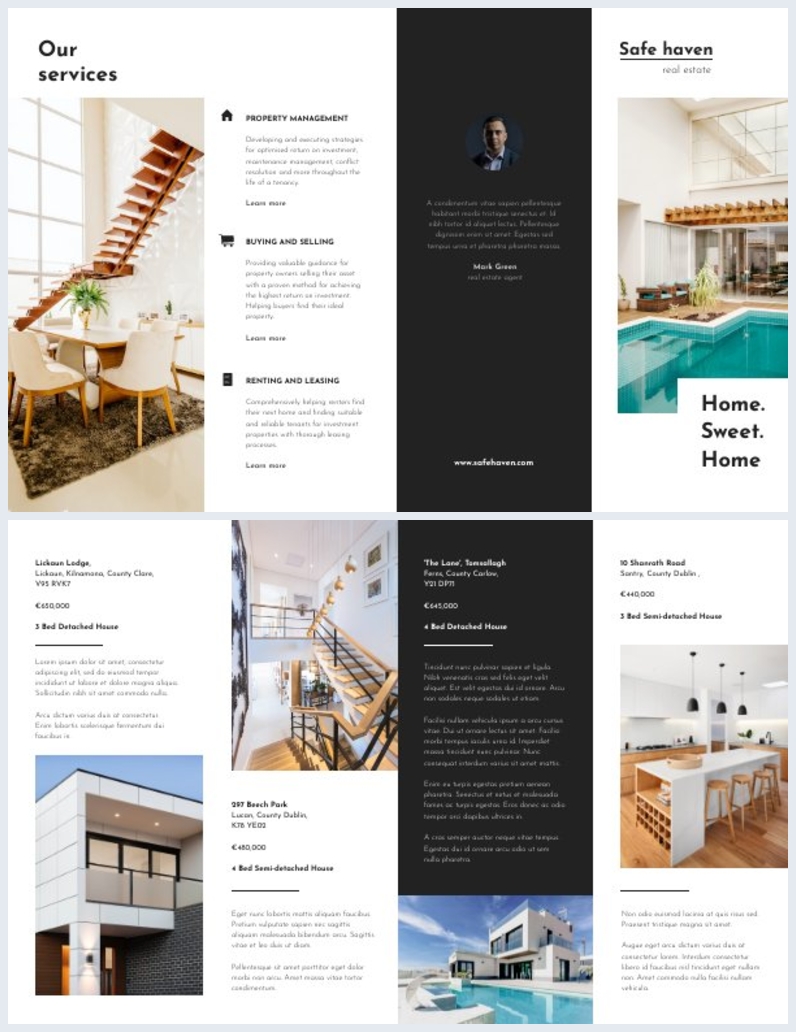 Gate-Falz Immobilien-Broschüren-Design-Beispiel