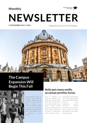 Exemplo de Design Personalizável de Newsletter Interativa de Universidade