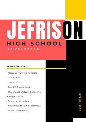 Exemplo de Design de Newsletter de Ensino Médio Interativa