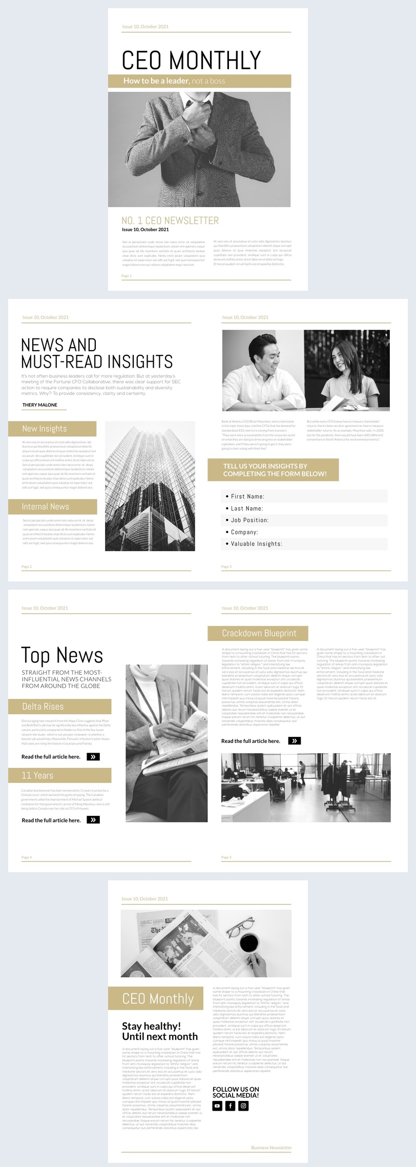 Free: Editable CEO Business Newsletter Template - Flipsnack