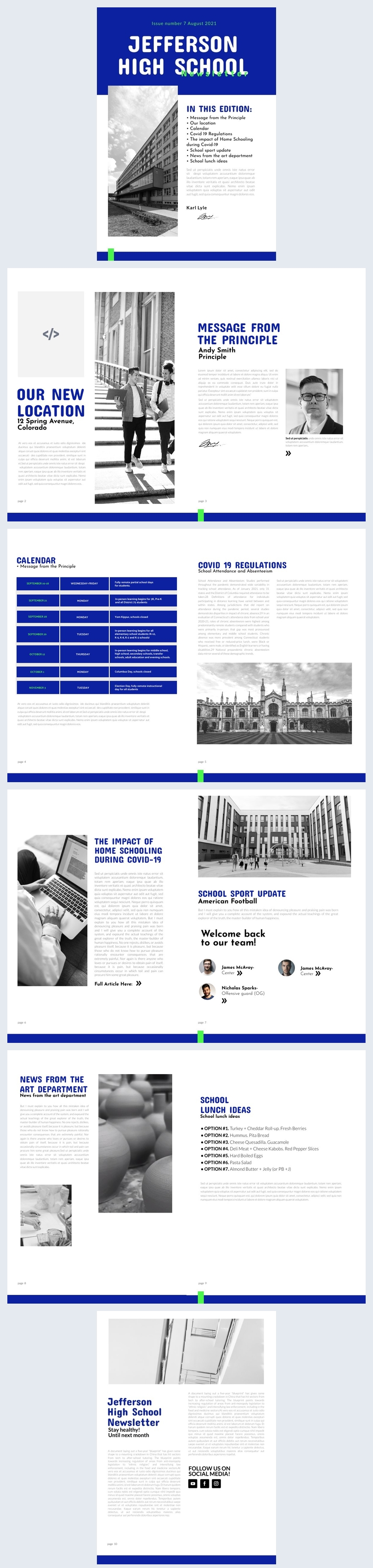 Exemplo de Design de Newsletter de Ensino Médio Interativa